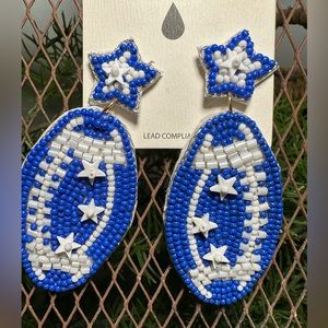 🏈💙Bears Win🏈💙 Blue/White Rice Bead Earrings
